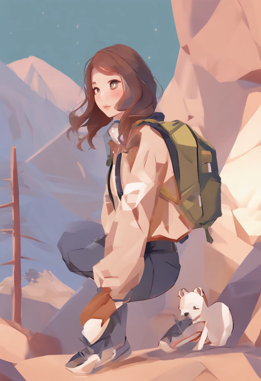 ((Top Quality, 8k, Masterpiece: 1.3)), Taiwanese Woman (1, 19 years old, smile, very detailed face and skin and hair texture, detailed eyes, double eyelids, white skin, beautiful delicate nose, light hair color, slightly longer bob cut hair, parka wearing, chinos wearing, mountain boots worn), overhead camera, sharp focus: 1.2, while emphasizing the subject's hair, eyes, mouth, action The composition is pleasing to the eye and thought-provoking. ⠀
ground, outdoor, (night), mountain, nature, (stars, moon) cheerful, wind, happy, backpack, tent, bonfire, forest, river, smoke, shadow, contrast, clear sky, style, (warm shades, warm tones), pleasant to the eye, while exuding melancholy emotions, characterized by a contrasting mix of calm tones and light and shadow, with dynamic angles, It is a thought-provoking composition.