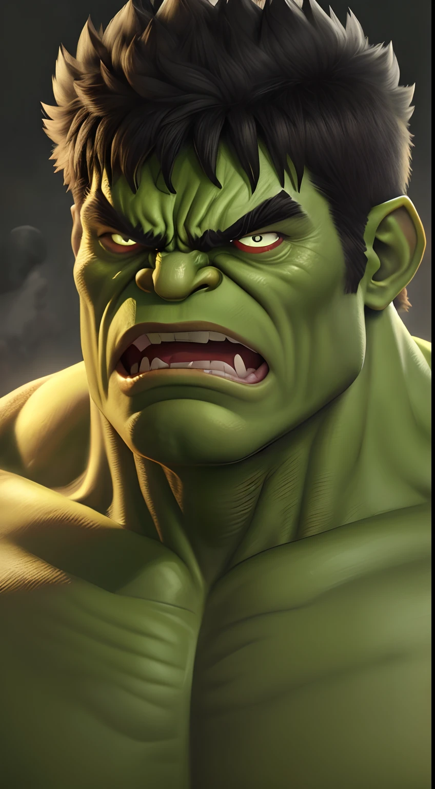 Hulk, realistic face, cartoon avatar,8k, ultra realistic, angry mood