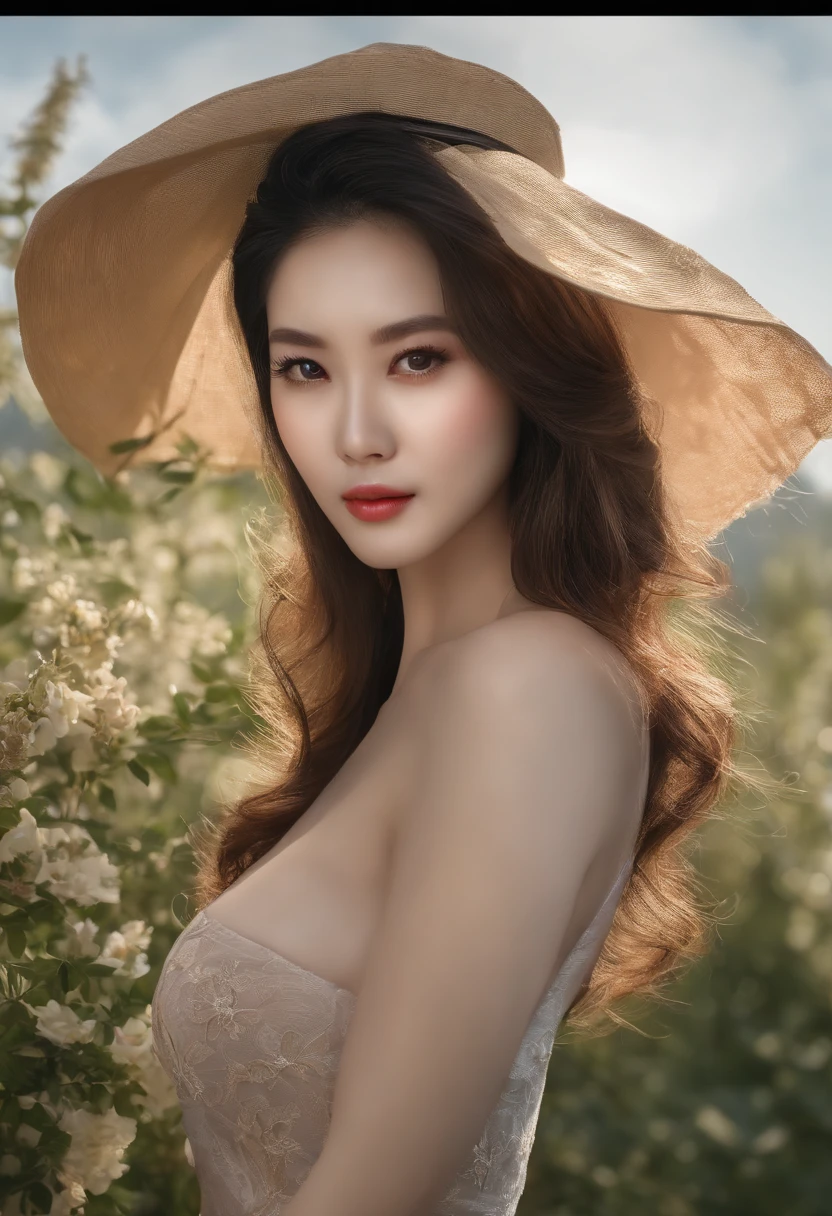 Asian Women，tmasterpiece，Highest Quality，Photorealistic realism，Tremendously beautiful，Very detailed，The characteristics of women are clear，Colossal tits，Full body display，wearing Short skirt，Plate Hair，1 woman
