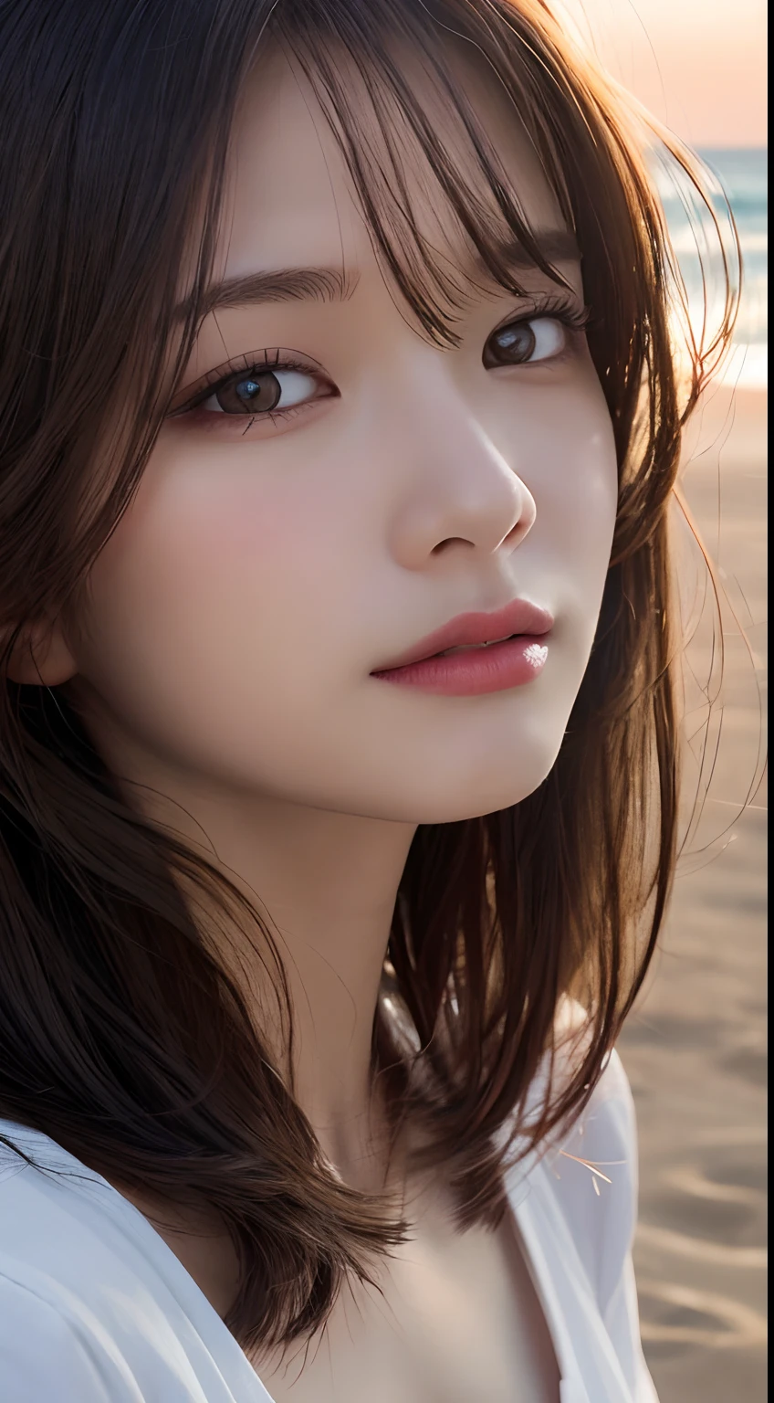 masutepiece, Best Quality, Illustration, Ultra-detailed, finely detail, hight resolution, 8K Wallpaper, Perfect dynamic composition, Beautiful detailed eyes , the beach, Sexy face,Face feeling ecstasy