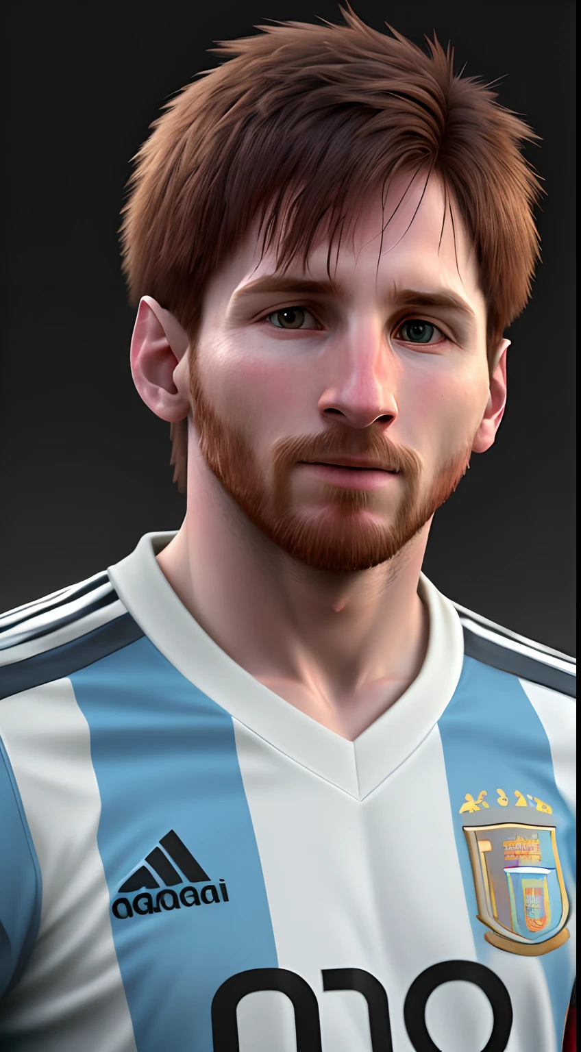 Messi,realistic face, 8k, ultra realistic, Argentina jursey