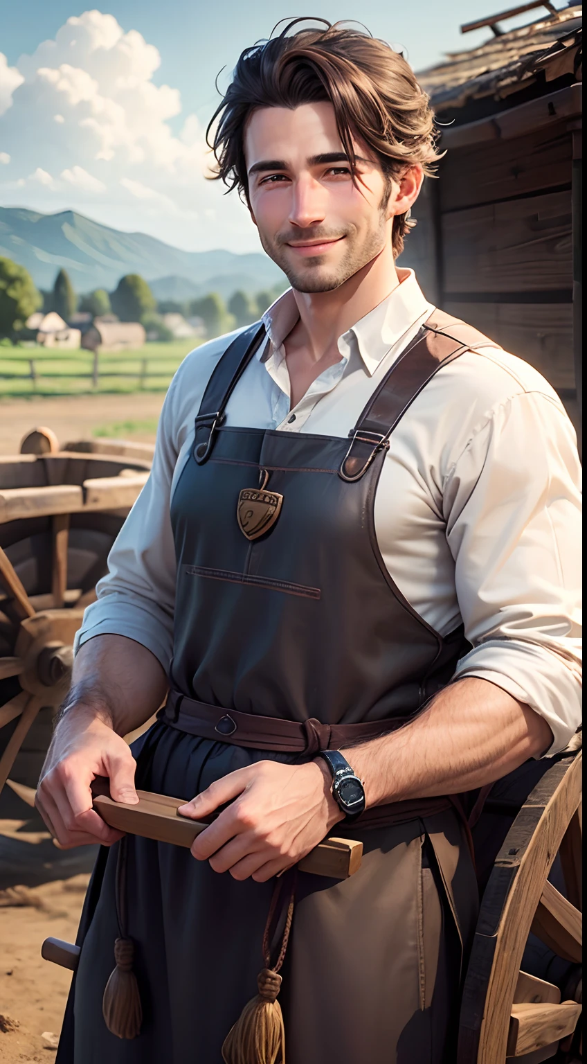 30 age old,European male farmers,Emoji smile,Drive an ox cart