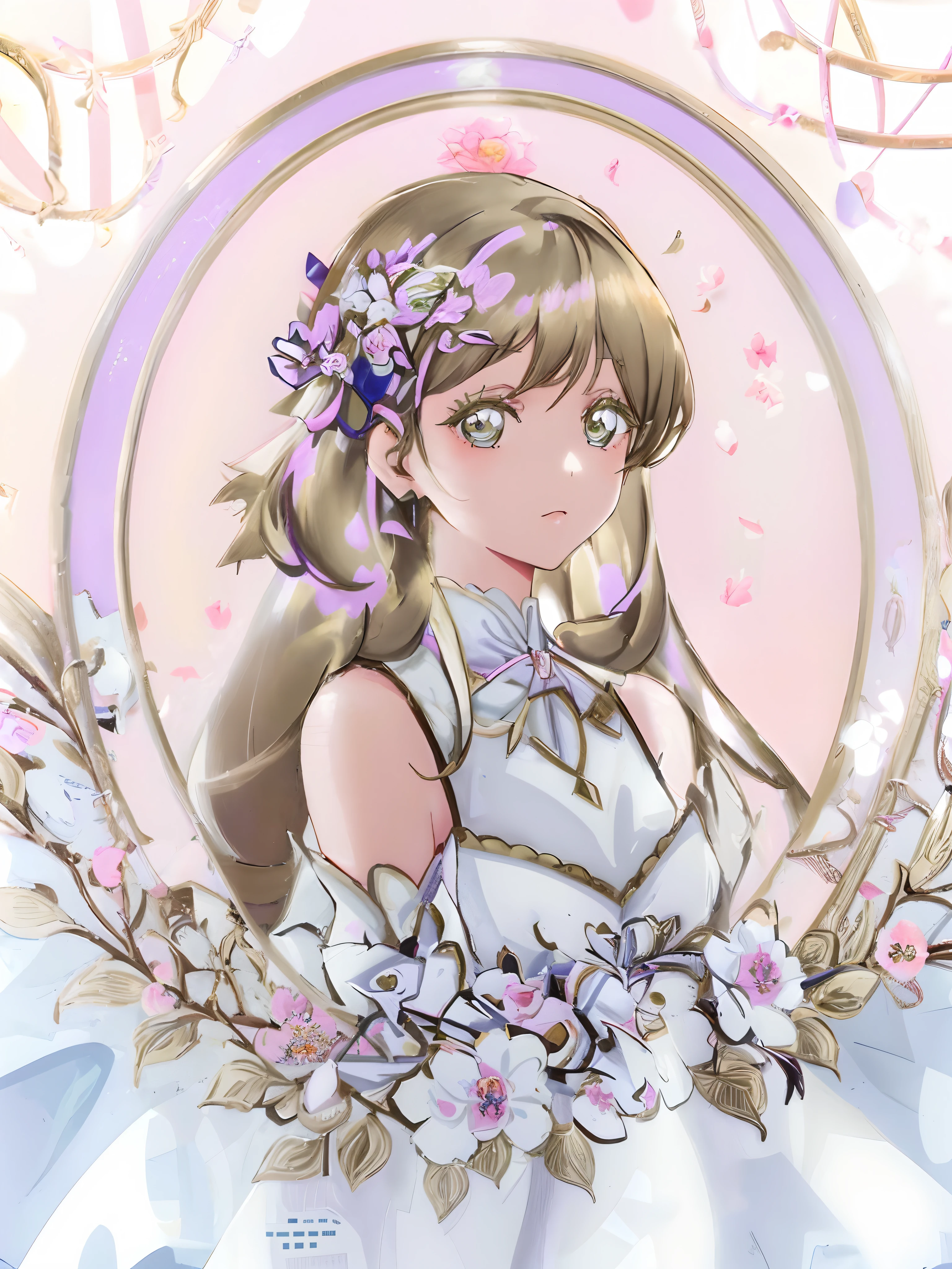 Anime girl with flowers and garlands in her hair, beautiful line art, exquisite line art, perfect lineart, high detailed official artwork, lineart behance hd, highly detailed exquisite fanart, clean and meticulous anime art, detailed portrait of an anime girl, hyper detailed line art, detailed anime art, a beautiful anime portrait, detailed manga style,