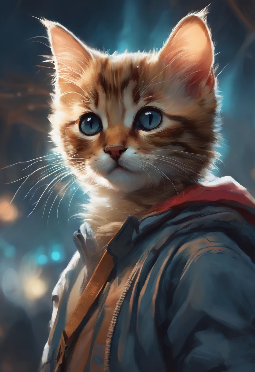 Perfect centering, A cute kitten all over, Wear a student jacket, Wearing sunglasses, Wearing headphones, Standing position, Abstract beauty, Centered, Looking at the camera, Facing the camera, nearing perfection, Dynamic, Moonlight, Highly detailed, Digital painting, art stations, concept-art, smooth, Sharp focus, 8K, high definition resolution, illustration, Art by Carne Griffiths and Wadim Kashin, White background