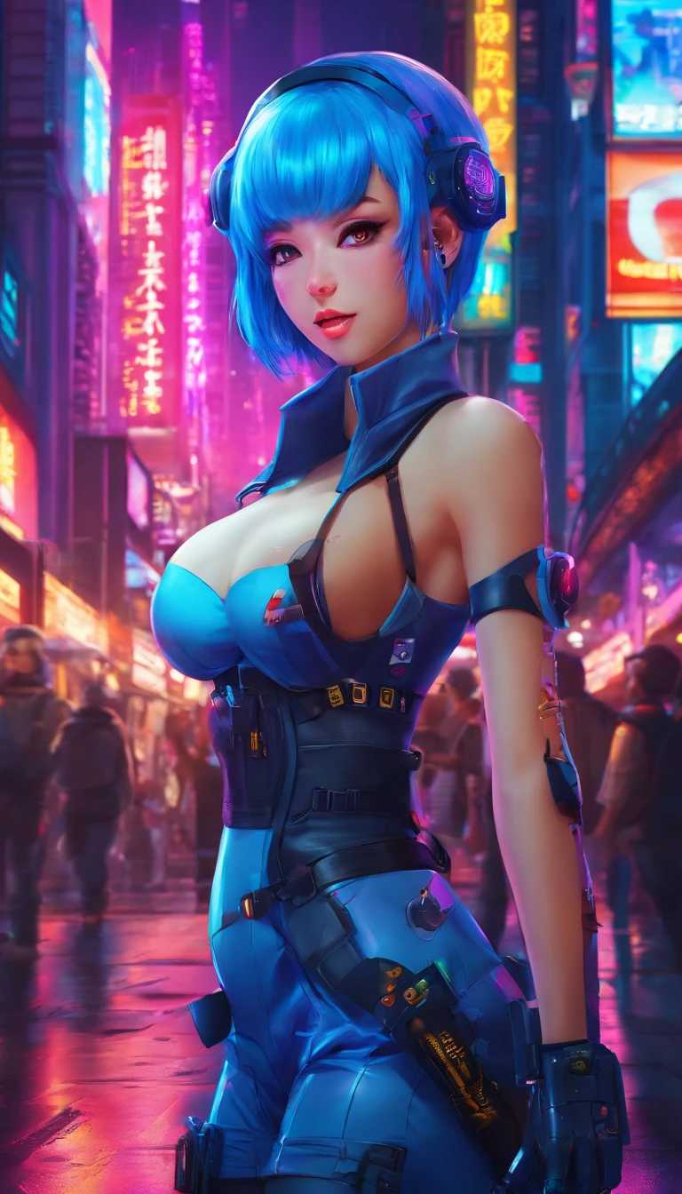 Blue-haired、Maids、large full breasts