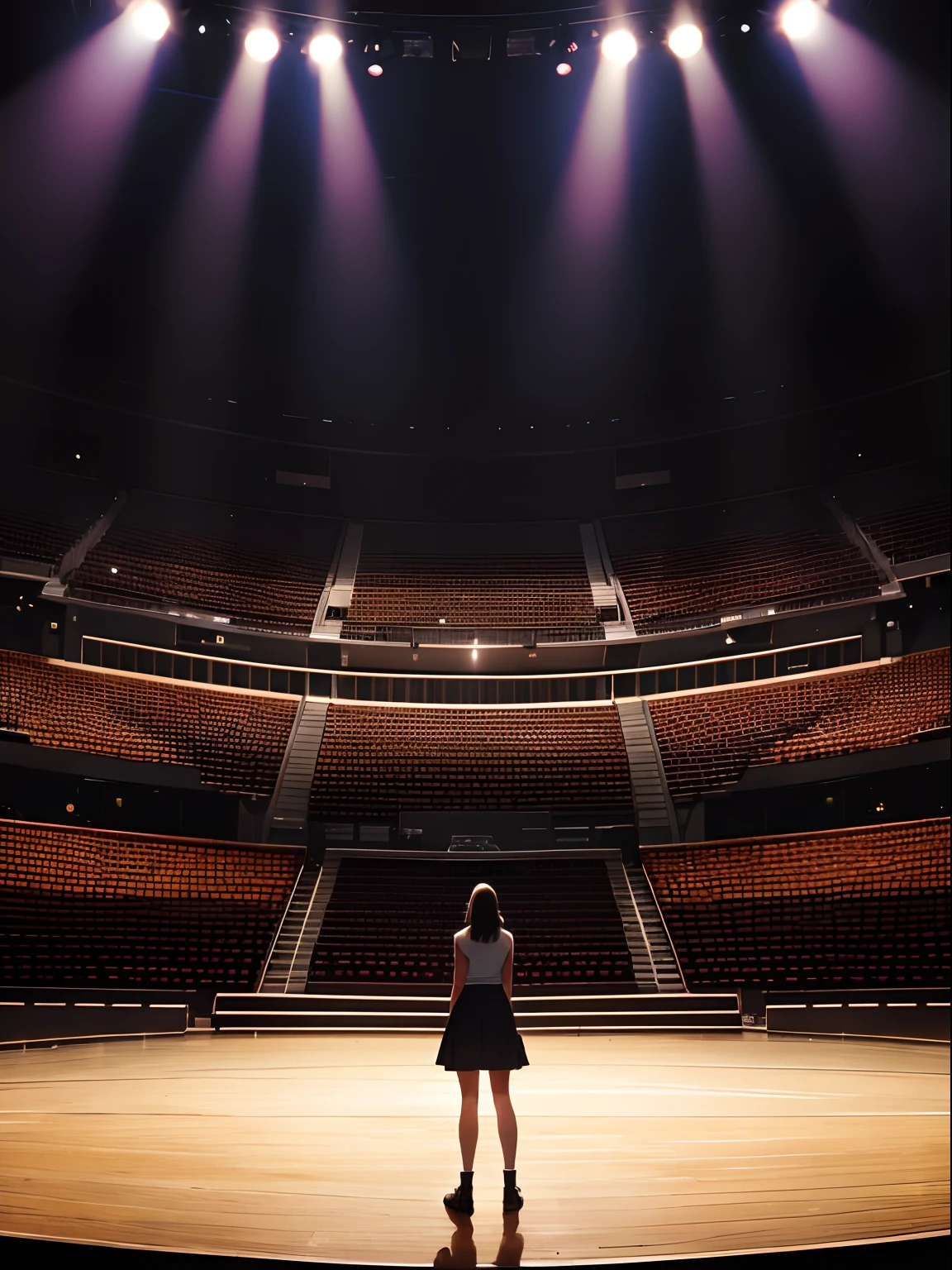 You stand in the center of the stage，Facing the empty theater，Not a single spectator