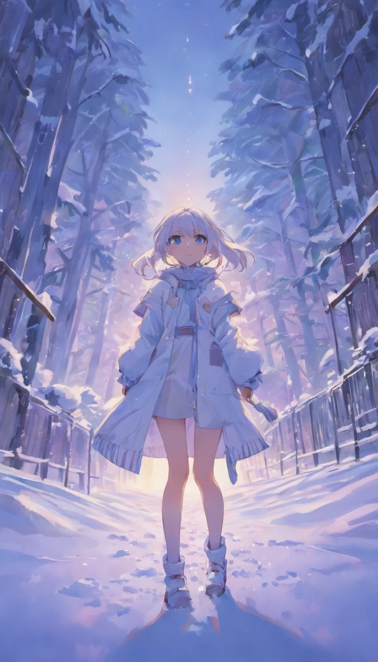 Snow in winter,It's white,Pure, Immaculate、The chill is biting、Silence and tranquility、Vast、Covered in silver,wide wide shot,morning shot,Long exposure film,GAN technology is adopted,Unity engine,2K HD。
