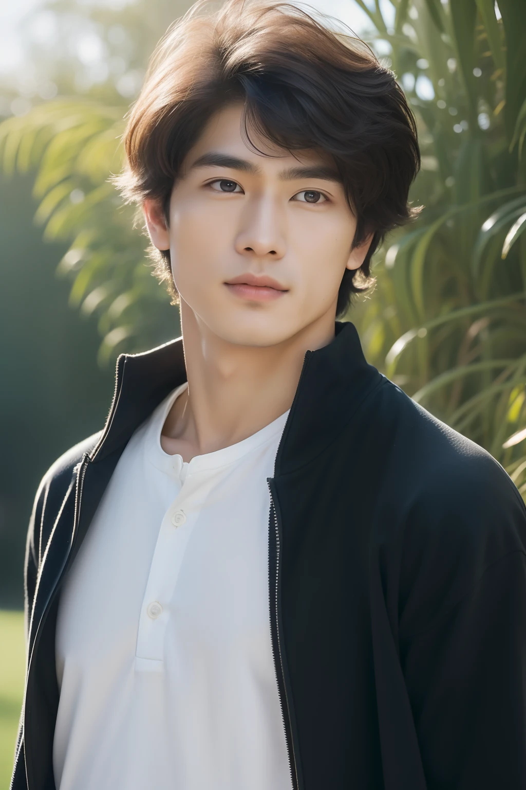 top-quality, masterpiece, 超A high resolution, (realisitic: 1.4), Original photo, wall-paper, Head Photo, The skin, simple background, Black eyes, detaileds, selfy, 1 boys, 18 years old, a handsome, breezing, rays of sunshine, Duan、a room、Amazing handsome man、Cute、Center Part、Johnny's、A face like Ryo Yoshizawa、Refreshing、not too thick eyebrows、orthodox christianity、Rugged face、musculature