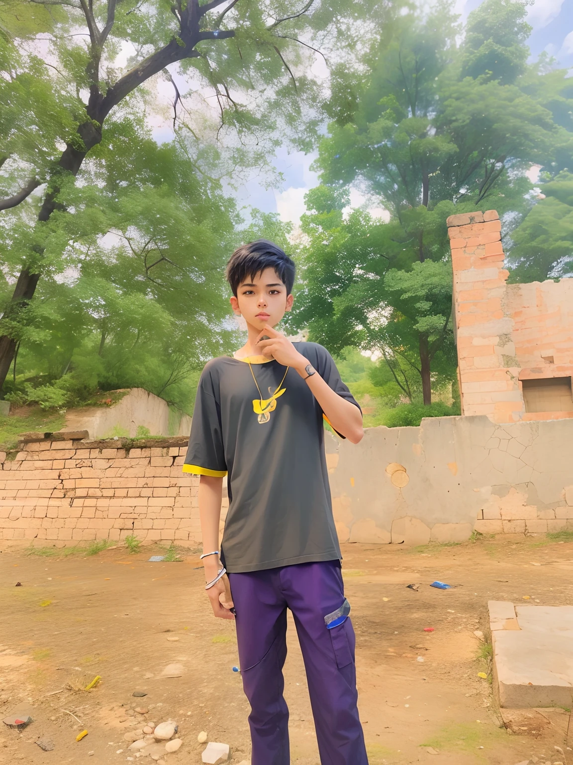 Change background cyberpunk handsame boy realistic face