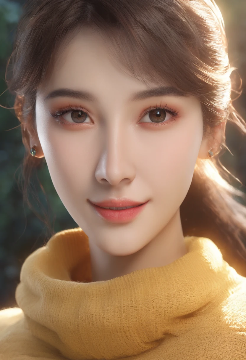 Best Quality, hyper HD, (Photorealistic:1.4),Sunset light, poneyTail, Korean Women, detailed photograph, Smiling, Sexy, Black shirt, Facing Camera, close-up (masutepiece: 1.3), (8K, Photorealistic, Best Quality: 1.4), (1girll), Beautiful face, (Realistic face), (Black hair, Short hair: 1.3), Beautiful hairstyle, Realistic eyes, Beautiful detail eyes, (Realistic skin), Beautiful skin, (Sweaters), Absurd, Attractive, 超A high resolution, Ultra photo realsisim, High Definition, Golden ratio,  , in the swamp