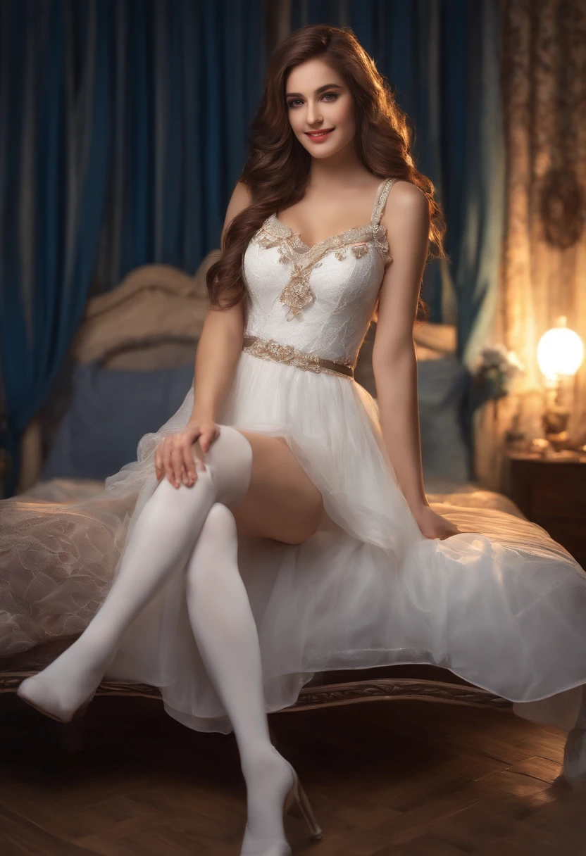 Big tits beauty exposes ,Sit high in flesh-colored slim stockings,Show you the soles of your feet