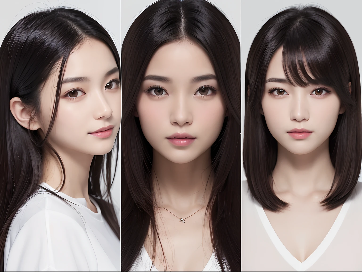 (masterpiece:1.3), (8K, Photorealsitic, Raw photography, Top image quality: 1.4), japanes, (1girl in), beauitful face, (Lifelike face), (A dark-haired, long:1.3), Beautiful hairstyle, realisticeyes, Eyes in Beautiful Details, (real looking skin), Beautiful skins, enticing, 超A high resolution, A hyper-realistic, high detailing, the golden ratio, (Detal Face:1.2), see the beholder,A smile,opened white shirt,Bigchest