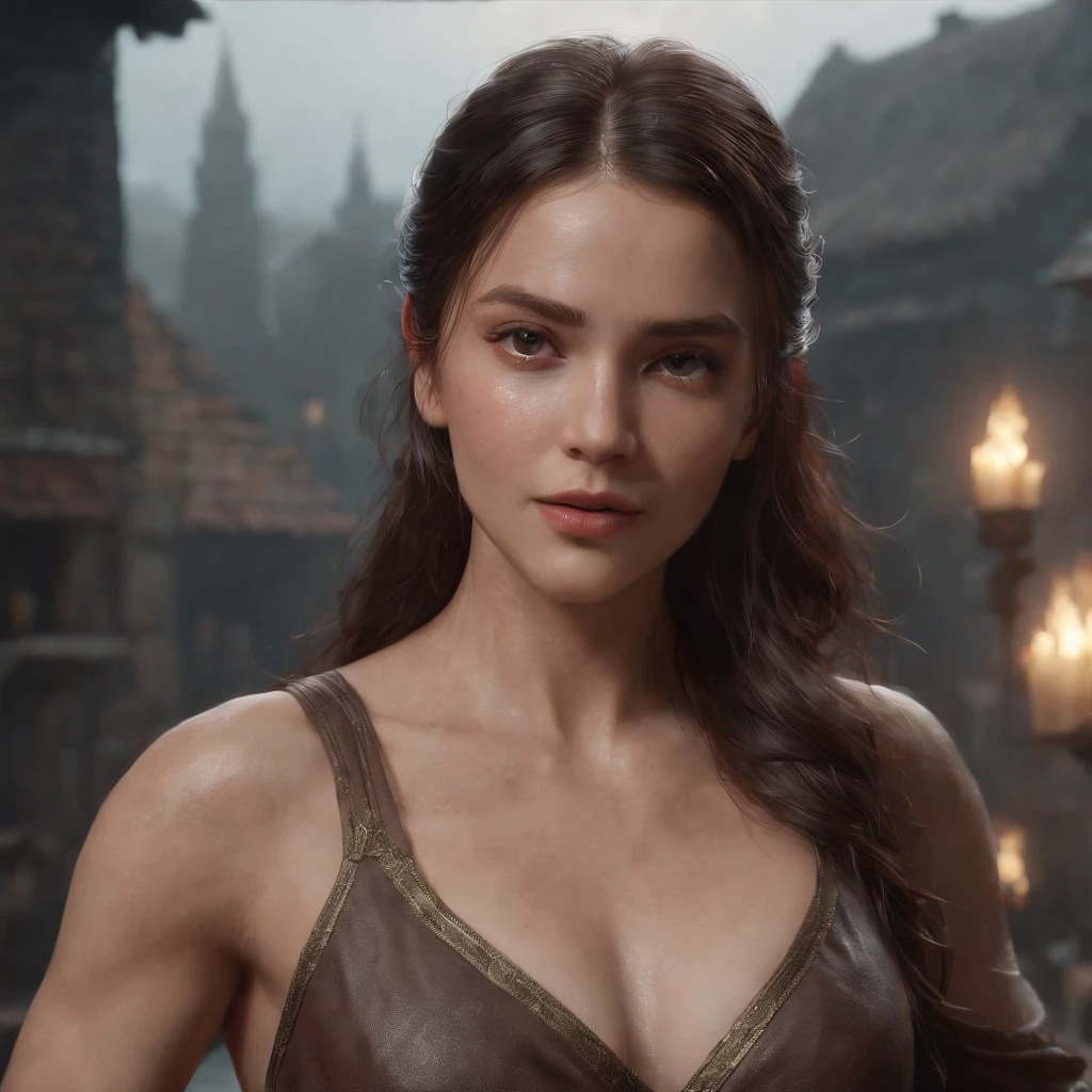 (Professional 3D Rendering:1.3) De (Realistic:1.3) The most beautiful art photos in the world,Soft Features, Bright female hero, ((Epic Hero Fantasy Rough Muscle Woman Wet Hero Angry Long Hair And Fierce Expression in Dynamic Pose, fantastic location, majestic cluttered environment)), Women with a greater amount of muscle, more developed than men,、Whole body 8K unit rendering, action SHOT, Very dark lighting, Dark shading, detailliert, 详细的脸, (vibrating, photos realistic, Realistic, Dramatic, murky, foco nítido, 8K), ((((Use skins)))), (Convoluted:1.4), Decadent, (ighly detailed:1.4), digitial painting, rendering by octane, art stations, concept-art, suave, foco nítido, Illustration, Germ from art, (Roisch:0.23), Vlop Ilya Kuvshinov, e Greg Rutkowski e Alphonse Thank you very much, (globalillumination, studio lights, Light Volumetric), Very heavy rain, Floating particles, lotr, Fantasia, my, Inteliosbian, ((Dark ancient city background:1.3)),CG Series,art stations