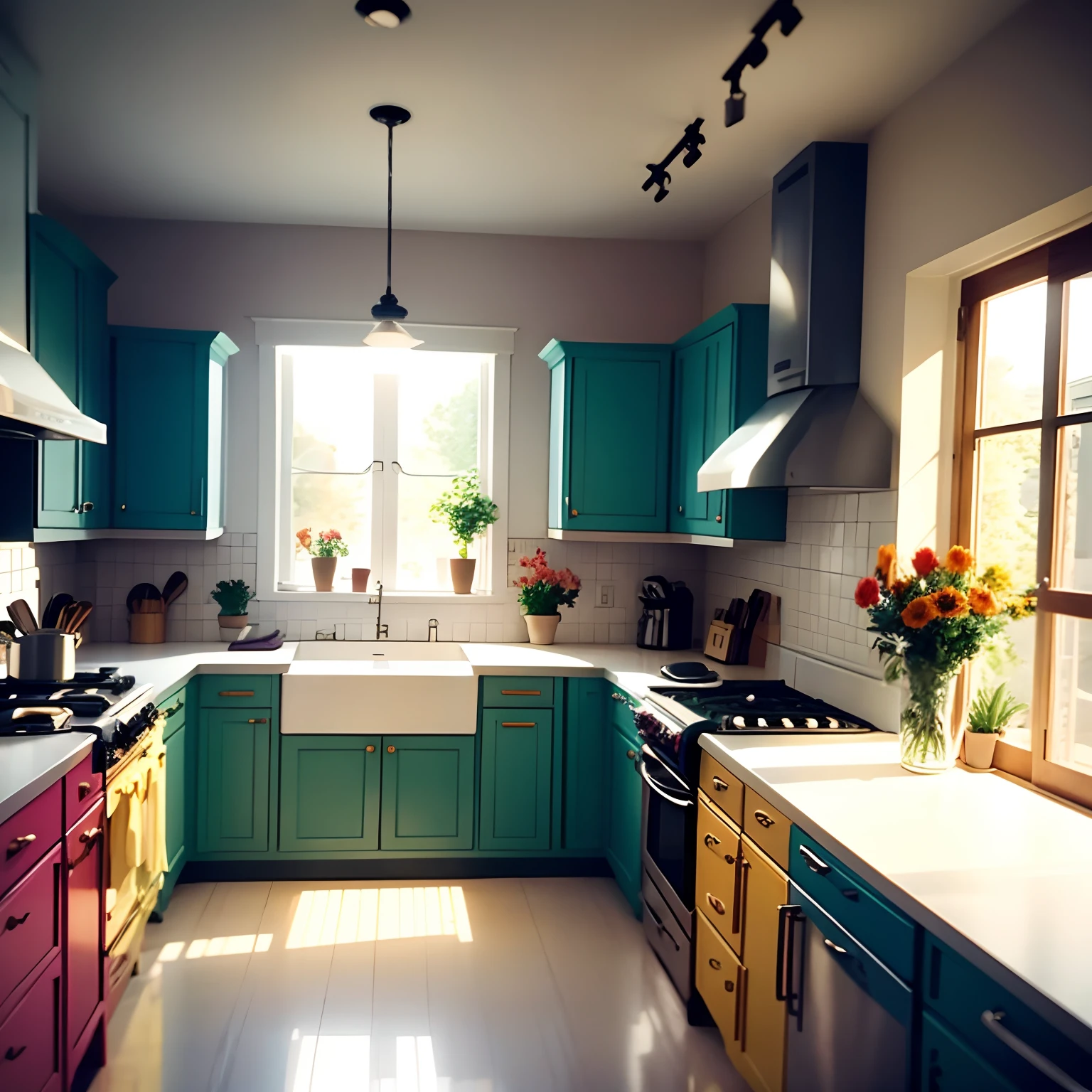 Colorful flowers Colorful kitchen A light