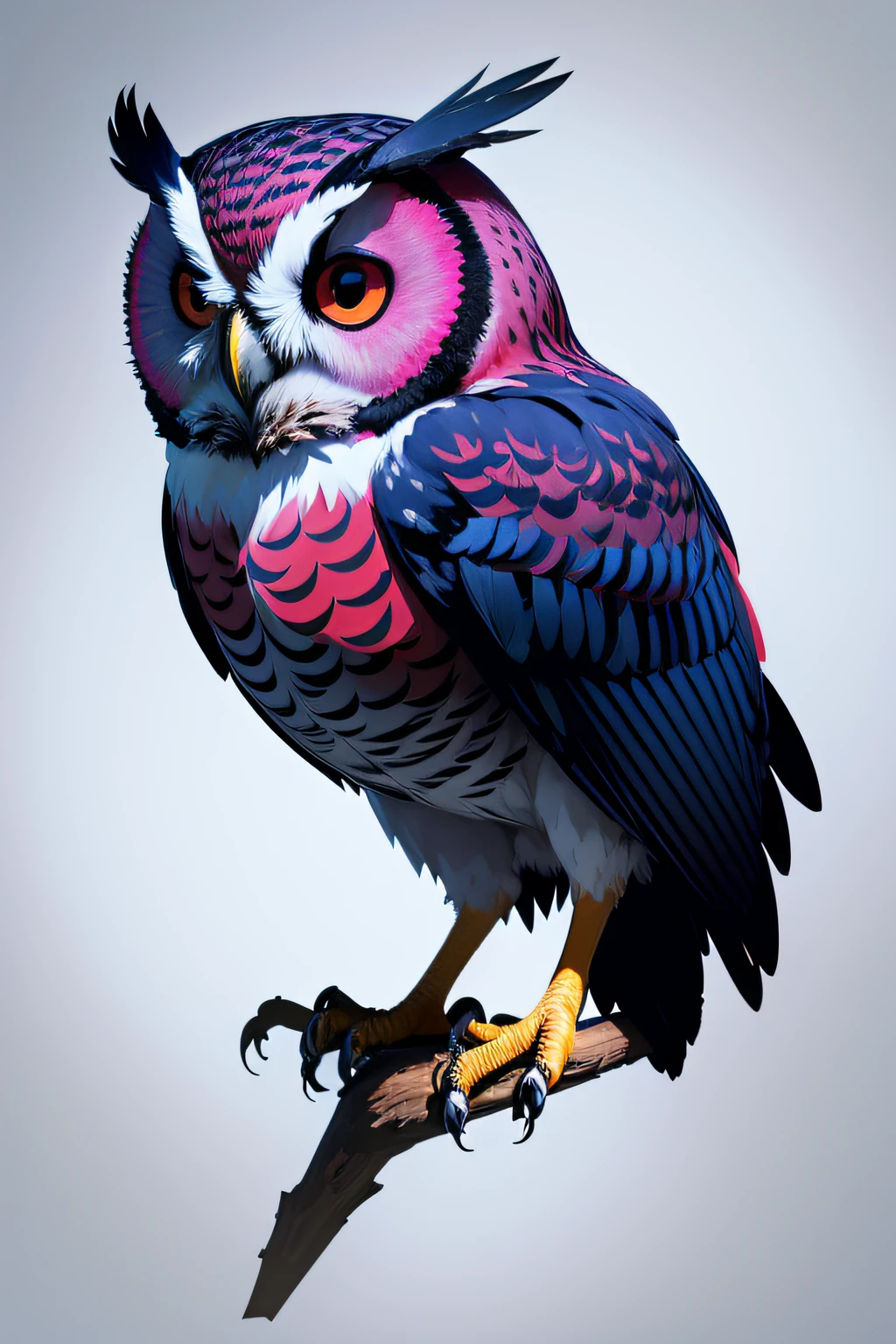 Vector image owl minimalism dark red and blue color