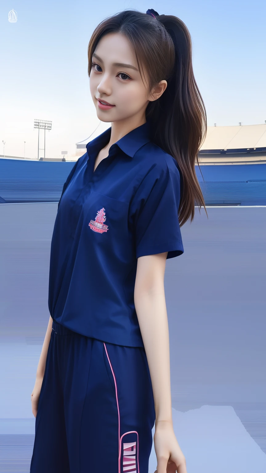 masterpiece, best quality, ultra realistic, hyper-detailed, 8k resolution, RAW photo, sharp focus, (2 girl in coffee shop), ((navy shirt:1.1)), short sleeves, long trackpant, perfect body, 2 mature female, 18yo, cinematic light