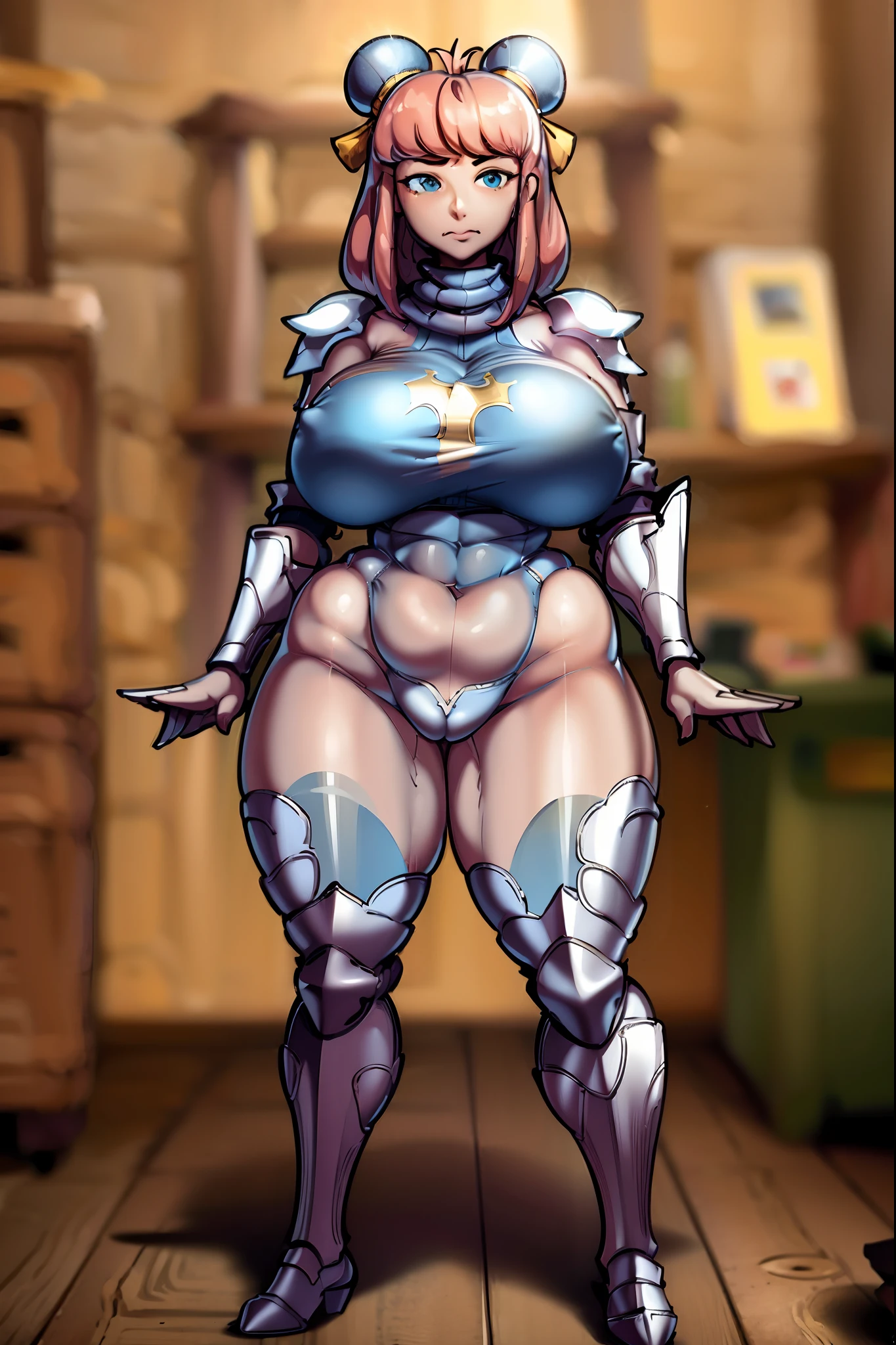 Brenda, medieval armor, curvy, , pants, pullover, full body, sentai, superhero