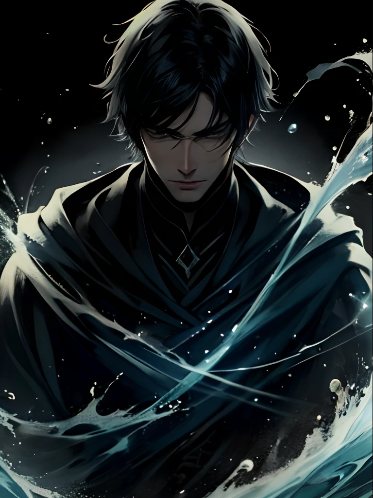 Handsome men,with short black hair,Blackwater magic,Dark background