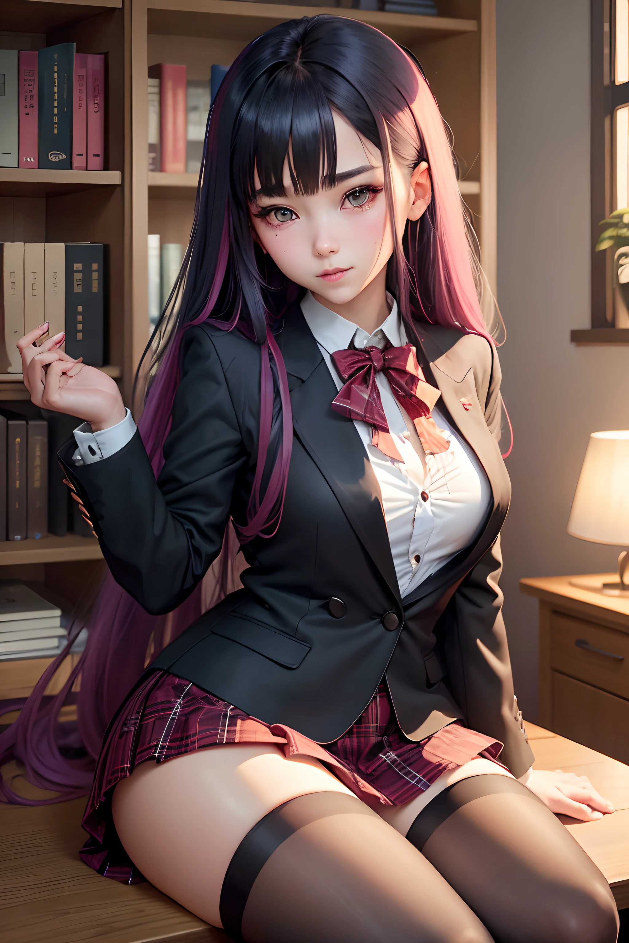 A y、Glamour、A slight smil、knee high socks、panthyhose、Beautie、Beautiful shape、wretched、boredom、Unusual beauty、Fornication、Good skin lusLong hair straight hair、pinkhair、lovely、Kiss Face、seductiv、Strong sexual re、open your legs a little、JK style、high-school uniform、Black Blazer、Red checked skirt、18year old、saddened、Unhappy、Transcendent beauty、slightly thicker thighs、small mouth、masturbation、uth wide to the maximum、Nasty look、Put your hand on your crotch、Goth Lo Remake、Neat face、Writhing expression、Maid Taste、A little eye-catching、The nose is neat、garterbelts、Smile a little、Library Background、book library、Boken、Find a book、read a book、Closed bookshelves、