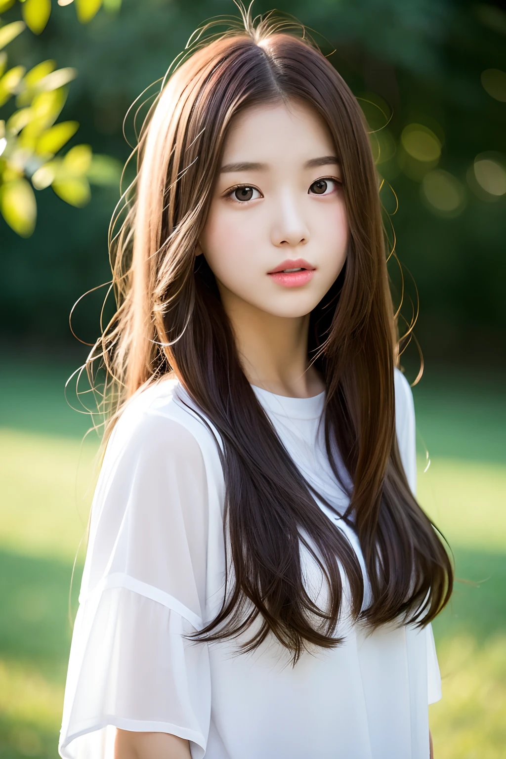 teens girl, long whitr hair,largeeyes.