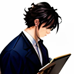 Anime - style illustration of male doctor reading papers, digital anime illustration, Kentaro Miura Manga Art Style, artwork in the style of guweiz, male anime characters, digital manga art