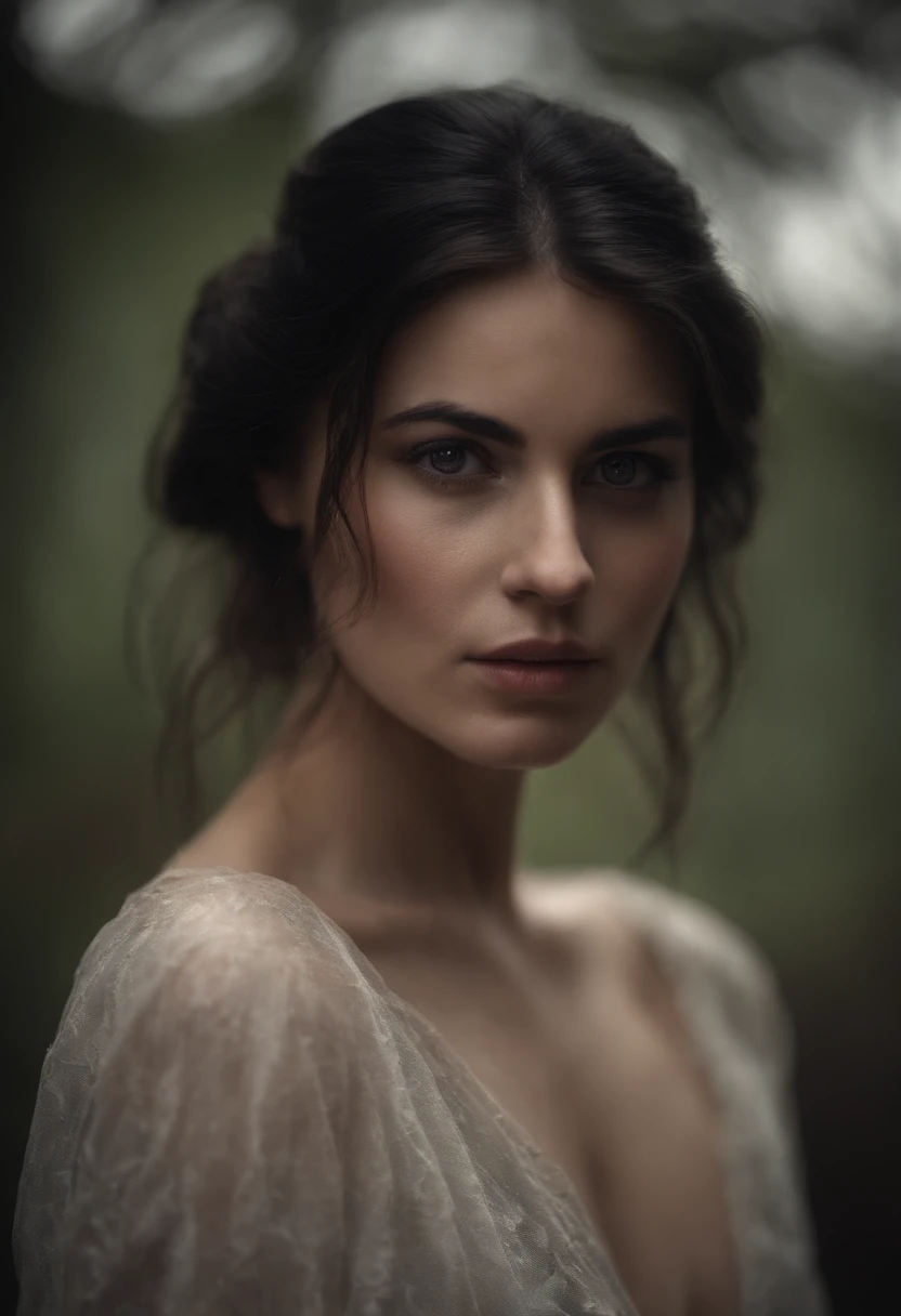 girl with dark hair and blood