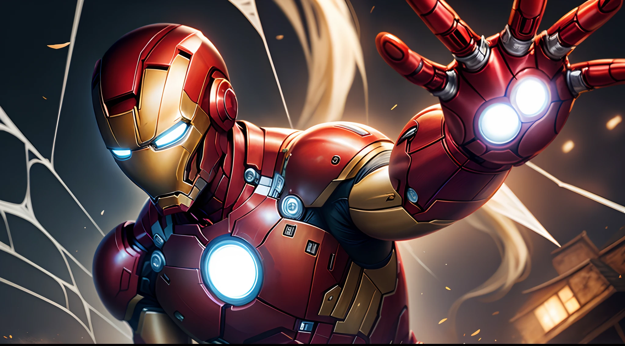 Iron Man launches spider webs