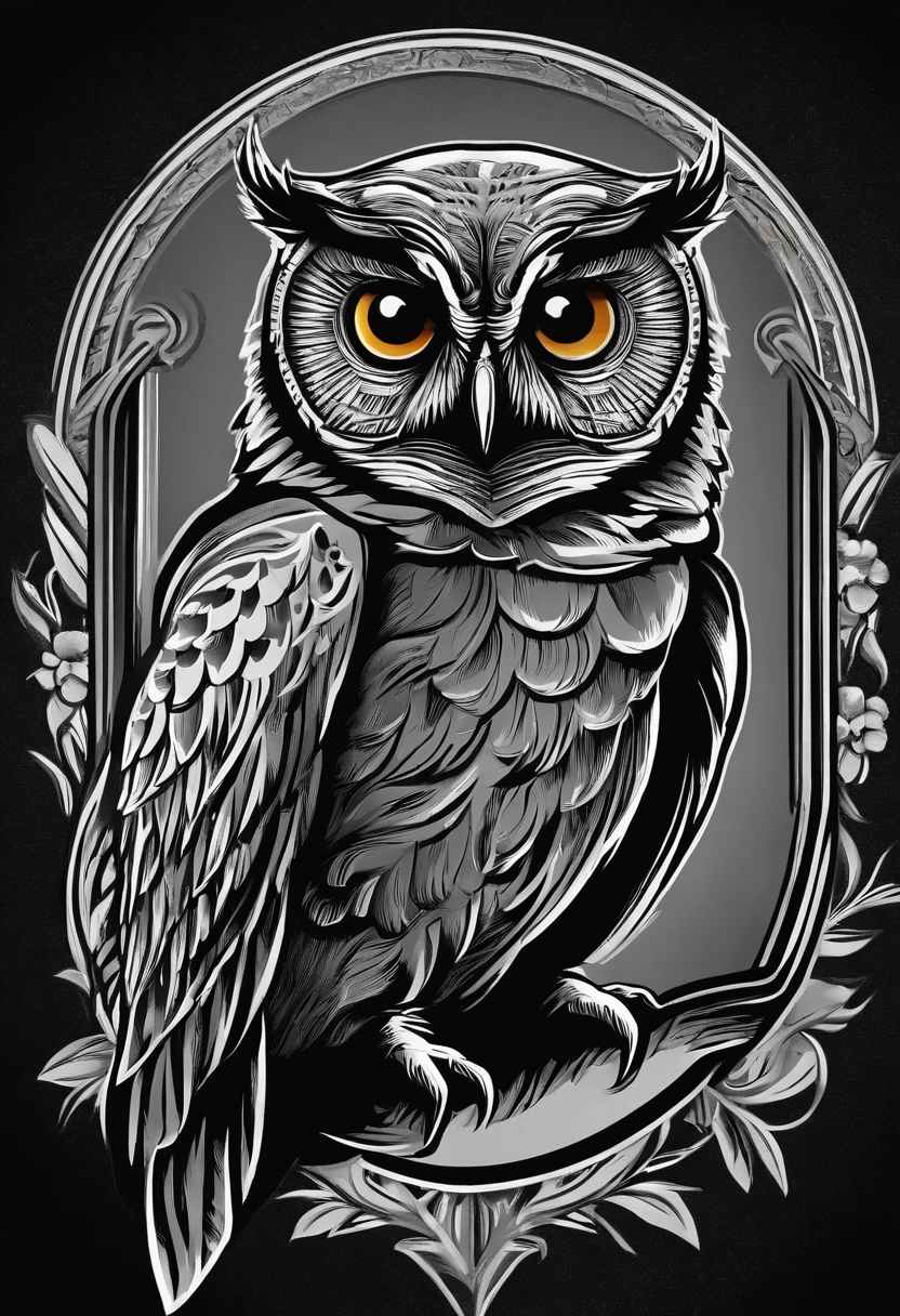 College Owl Logo, Color: Black & White