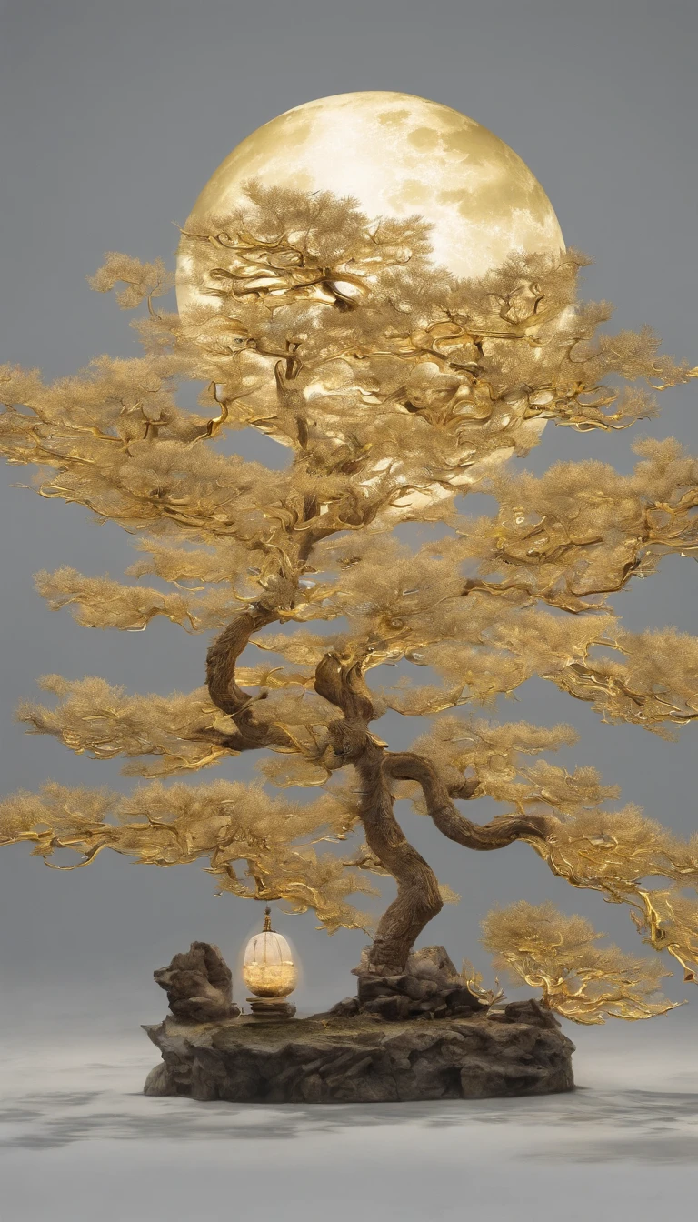 China-style,Golden chrysanthemum,Moon Night,中景 the scene is,Full body like, highly detailed surreal vfx,oc rendered,Shot with 70 mm - AR 16:9 --q 2 --s 1000,white backgrounid,Chung yeung festival