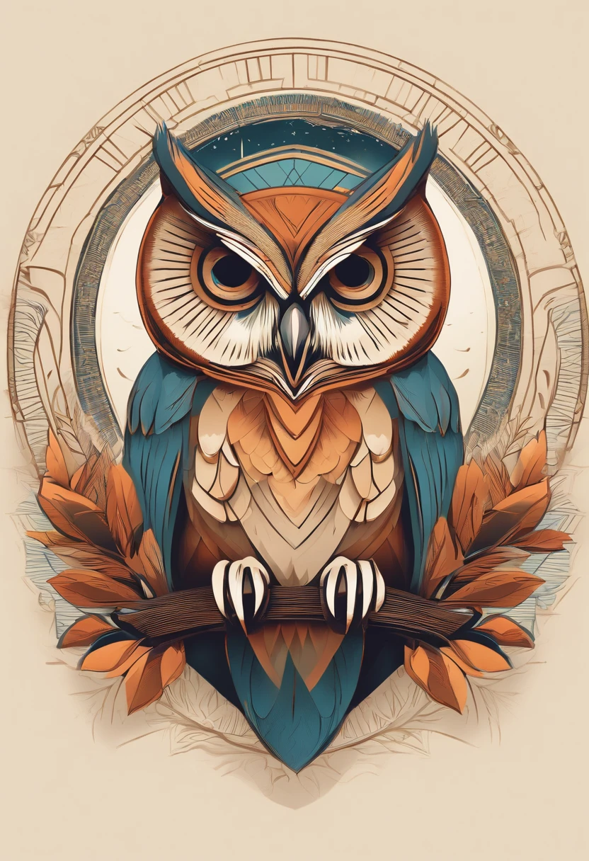 /imagine prompt: smart owl, geometric illustration, school emblem, in the circle, simple picture --no people and surroundings, details