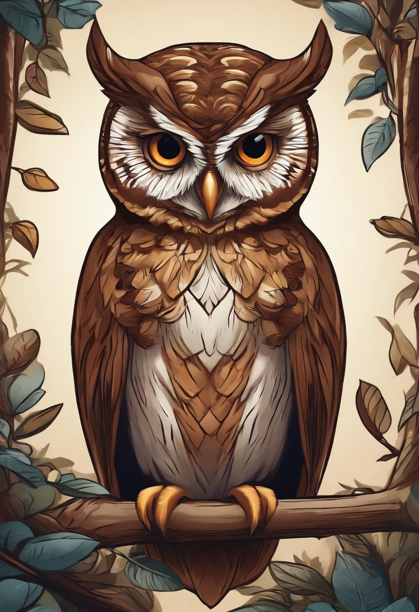 /imagine prompt: owl, brunette, school emblem, caricature --no girl