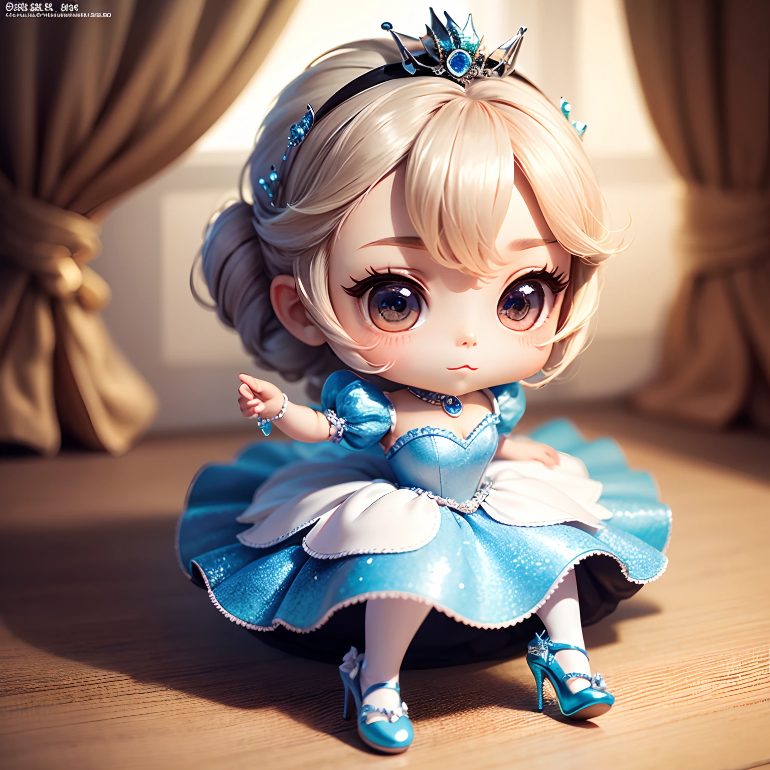 masterpiece、top-quality、ultra-detailliert、(Chibi Cinderella:1.2)、Magazine covers、The upper part of the body、Glass High Heels