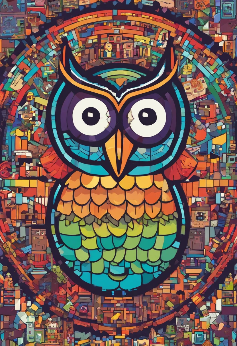 owl doodle art in circle
