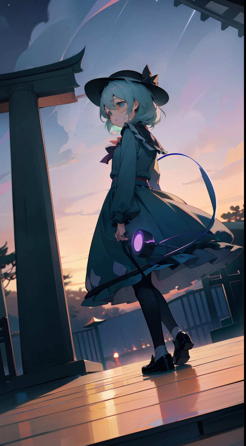 Komeiji Koishi Sky Hat Standing Looking into the Camera Night Shrine