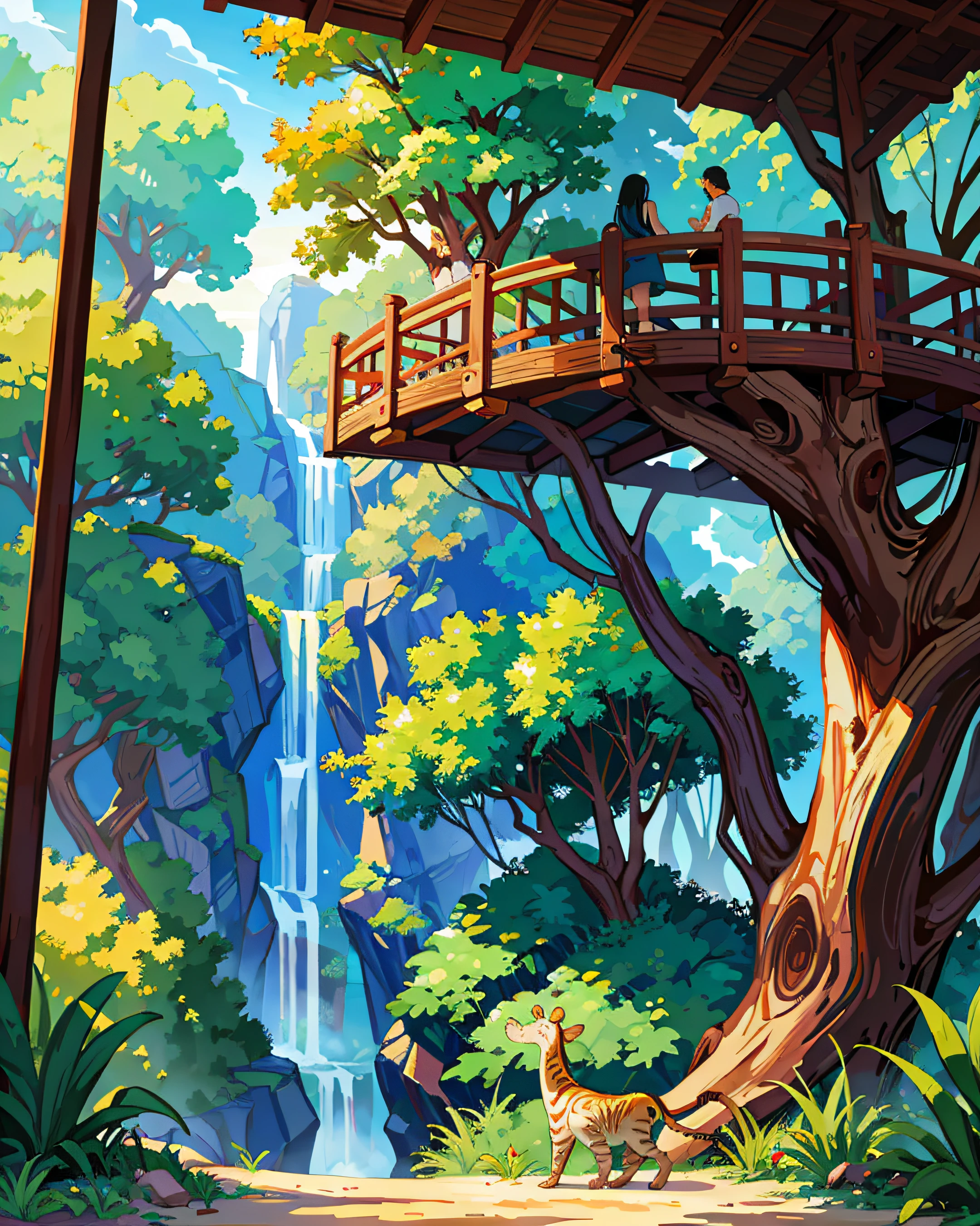 Masterpiece, a day in the zoo, jungle, trip, nature, primitive, profesional art, art concept, landscape, (wallpaper unified 8k), best view, HD quality, detailed, perfect view, esthetic,