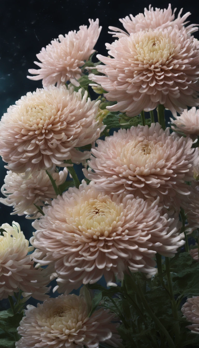 China-style,(((chrysanthemums))),Moon Night,中景 the scene is, highly detailed surreal vfx, oc rendered, Shot with 70 mm - AR 16:9 --q 2 --s 1000