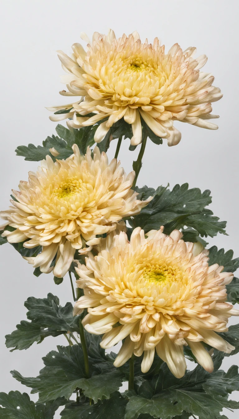 China-style,(((two chrysanthemums))),Moon Night,中景 the scene is, highly detailed surreal vfx, oc rendered, Shot with 70 mm - AR 16:9 --q 2 --s 1000, (((white background)))