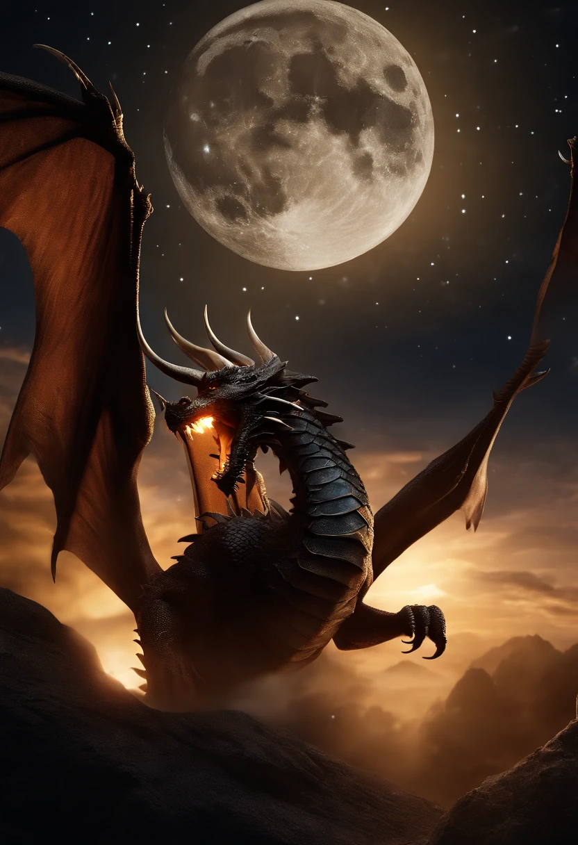 
(ultra high quality) (4k) (perfect details) A dragon with a pumpkin head, he is on top of a fabulous castle, the castle shines like the stars and has a beautiful color, this castle is located in a kind of paradise , a very beautiful place, but chaotic, the dragon has a huge scar on its eye