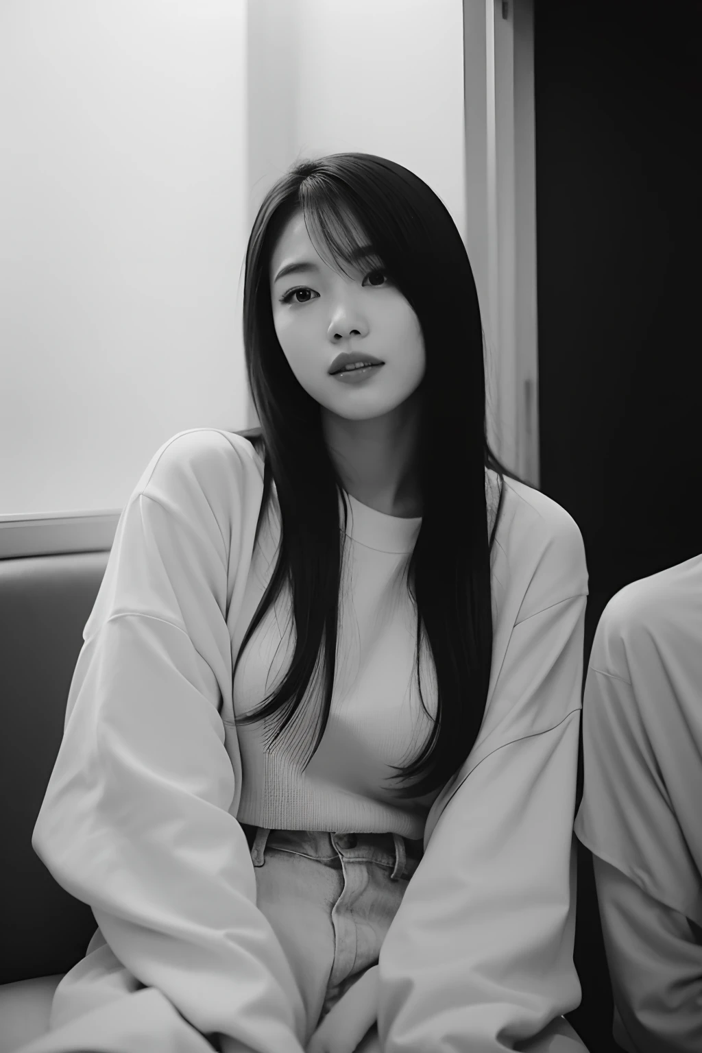 Photo of a Beautiful Korean kpop idol Woman, Summer, lecherous, filmgrain, Ilford HP5, 80mm