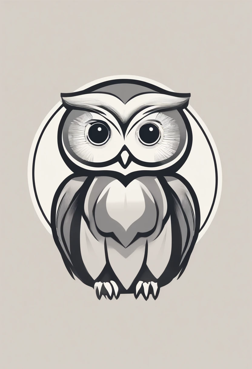 Simple round owl logo silly fat owl