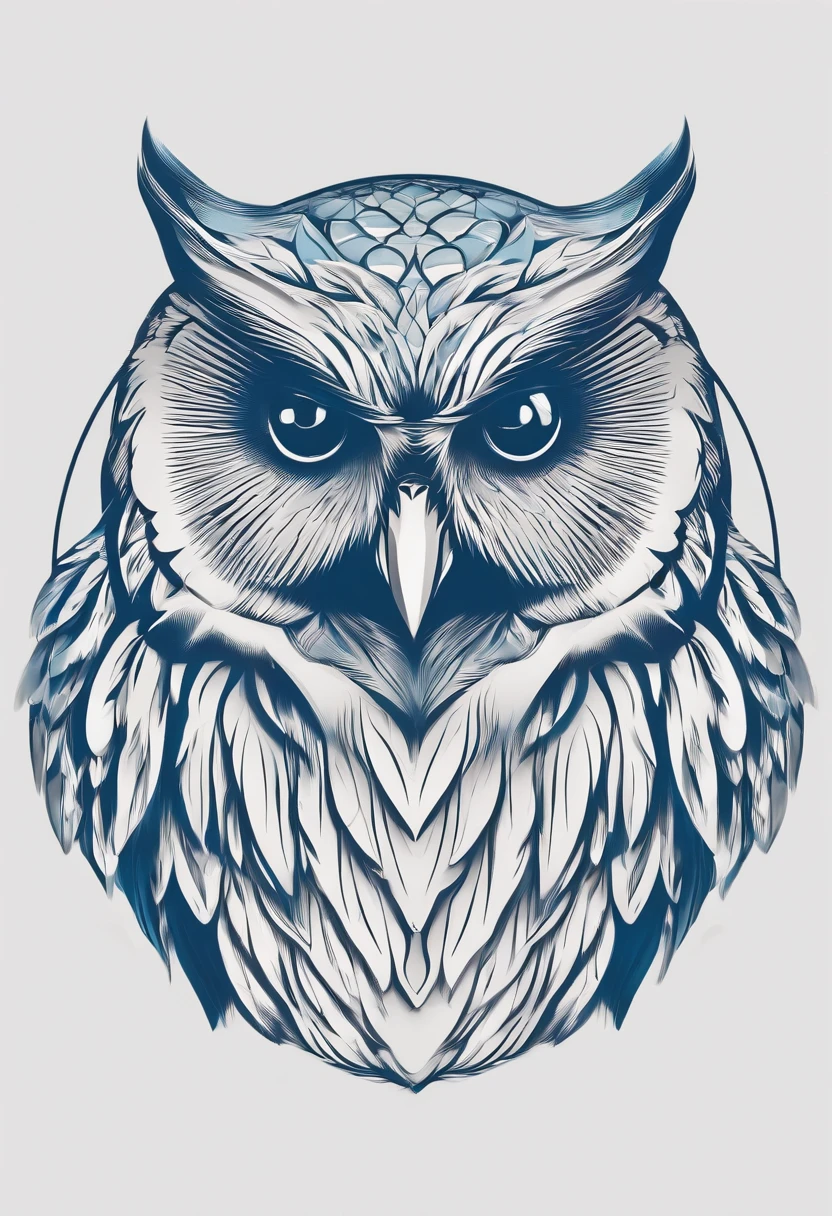 Logo, Round shape, owl, minimalism, Few details, vector image, graphics, Smooth Lines, rot, blau, A white.