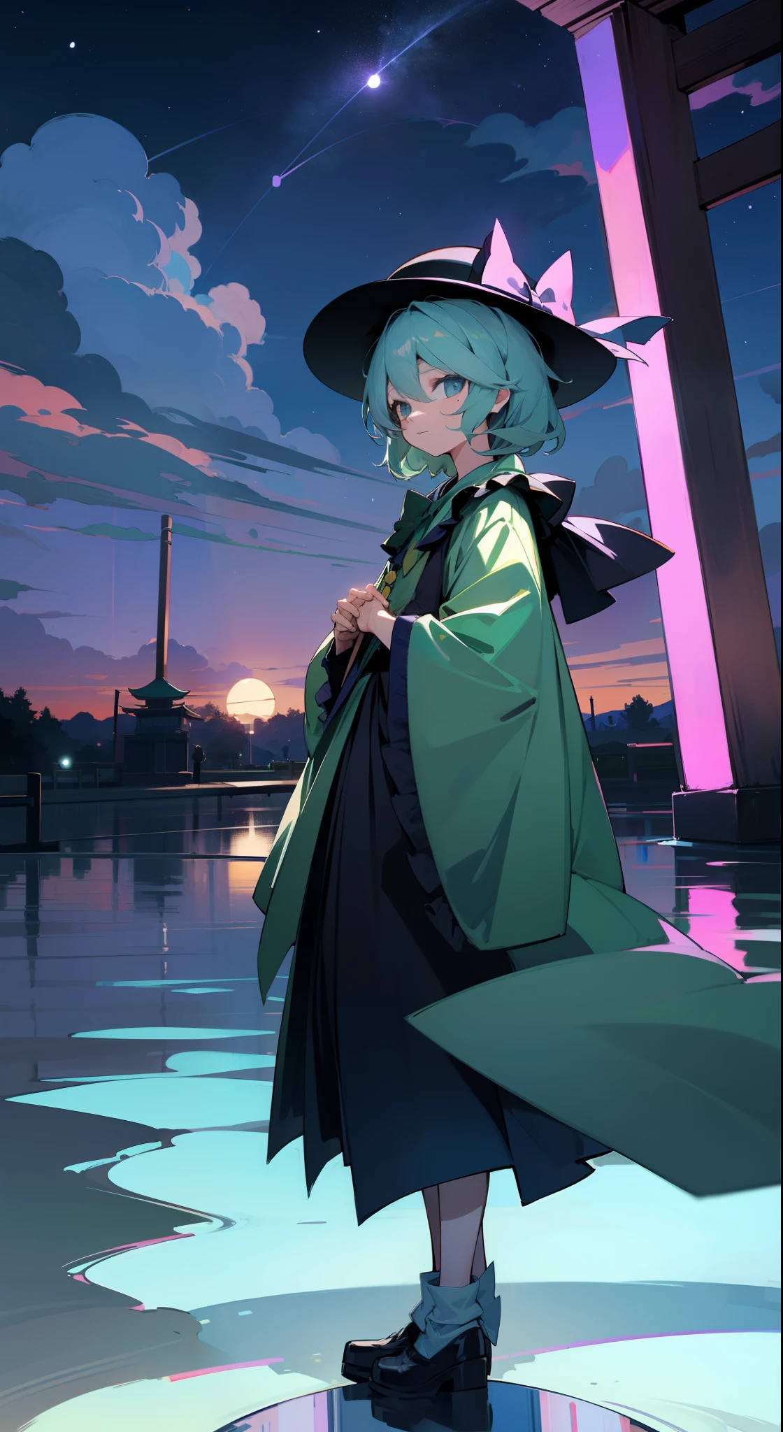 Komeiji Koishi Sky Hat Standing Looking into the Camera Night Shrine