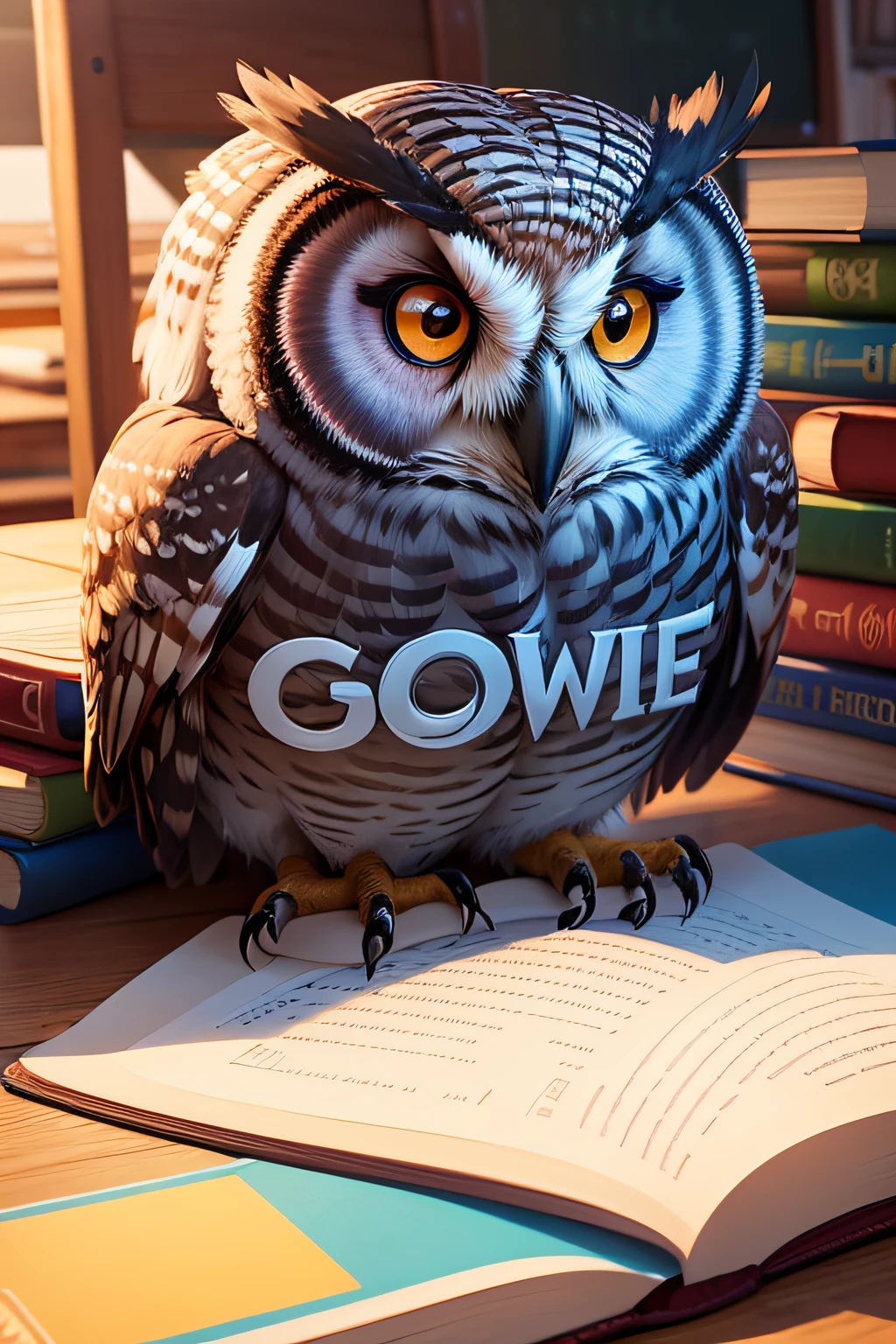/imagine prompt: Logo, owl, school, education, kids book illustration