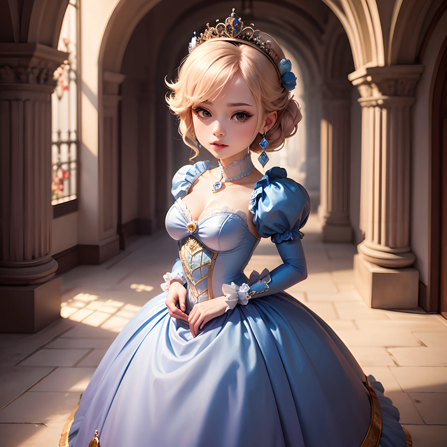 masterpiece、top-quality、ultra-detailliert、(Chibi Cinderella:1.2)、(Chibi Prince:1.2)、balle anglais、Viennese waltz