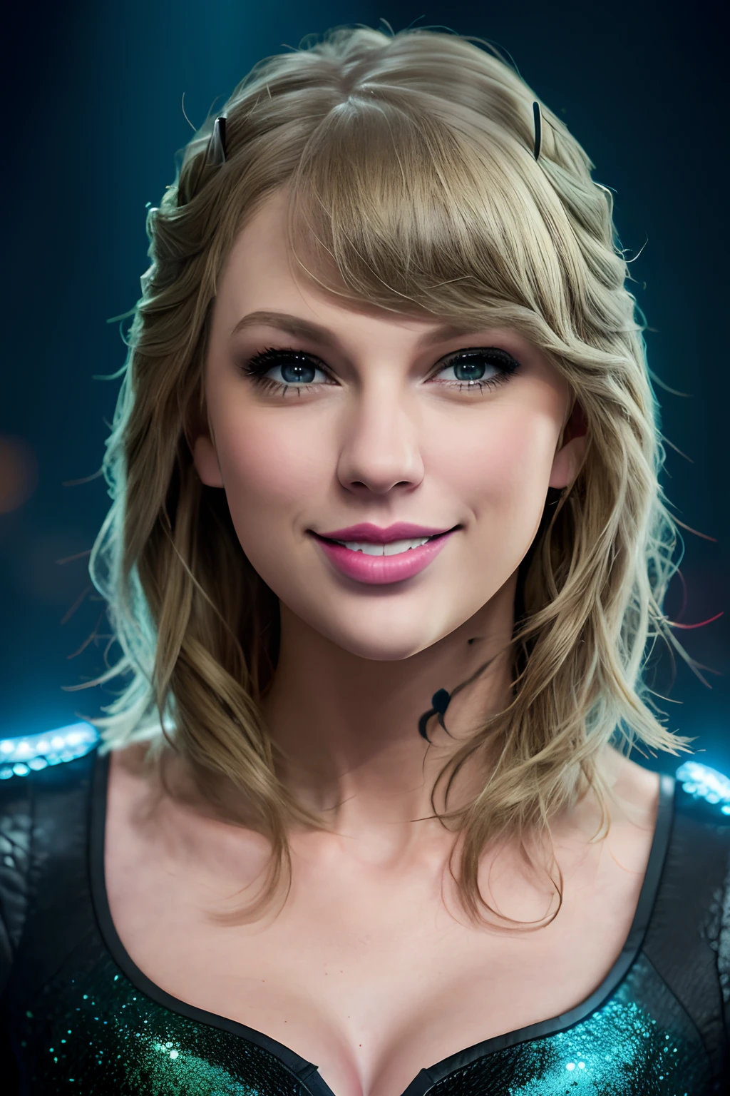 Foto von Taylor_Swift Portrait, Smileing, Meisterwerk, Komplizierte Details, Filmische Beleuchtung, Scharfer Fokus, HDR