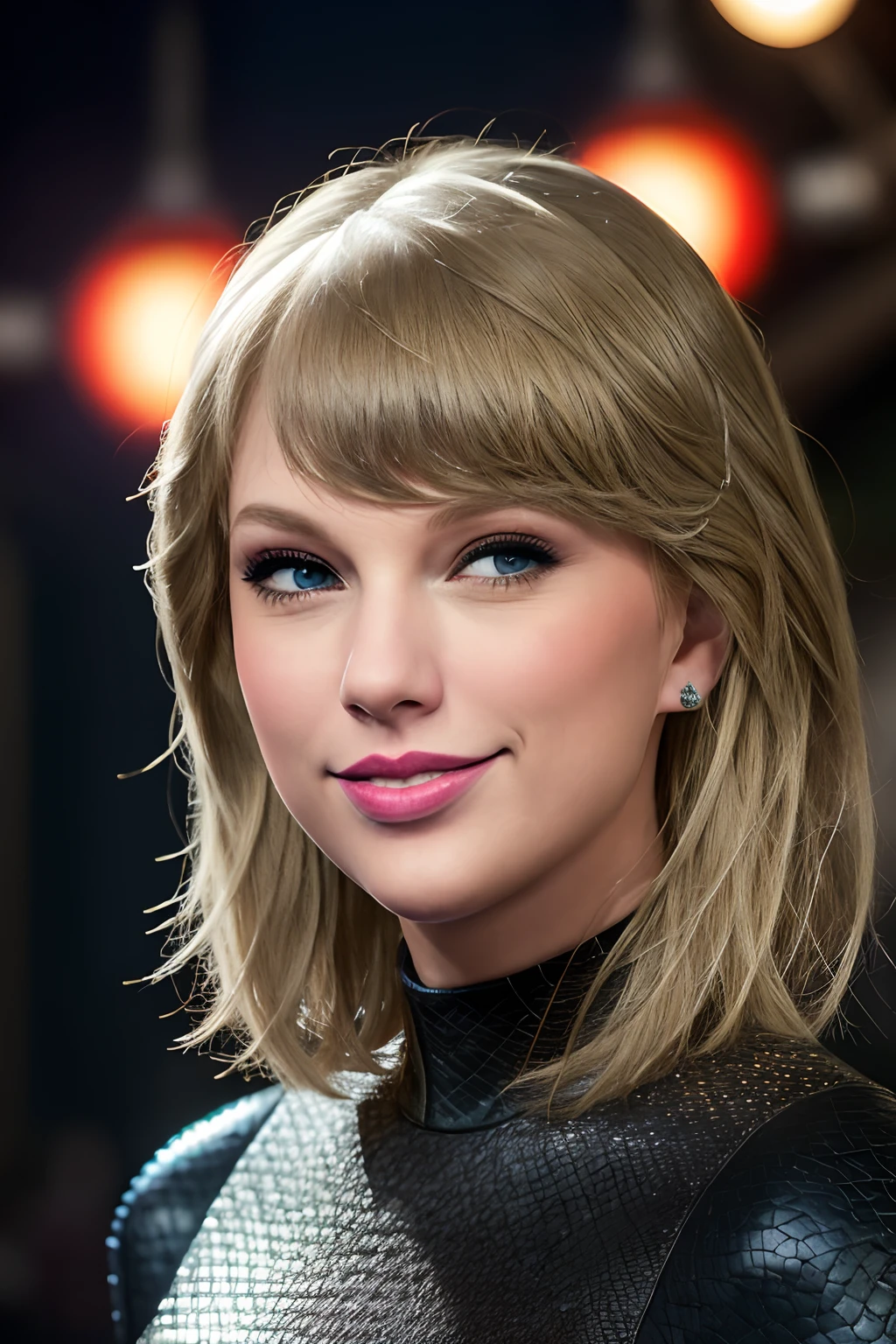 Foto von Taylor_Swift Portrait, Smileing, Meisterwerk, Komplizierte Details, Filmische Beleuchtung, Scharfer Fokus, HDR