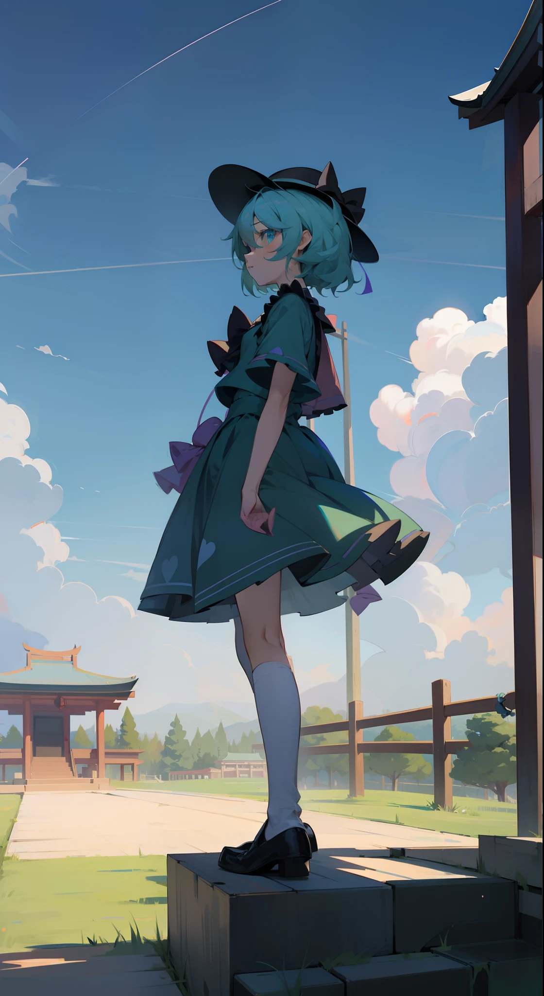 Komeiji Koishi Sky hat standing looking into the camera shrine
