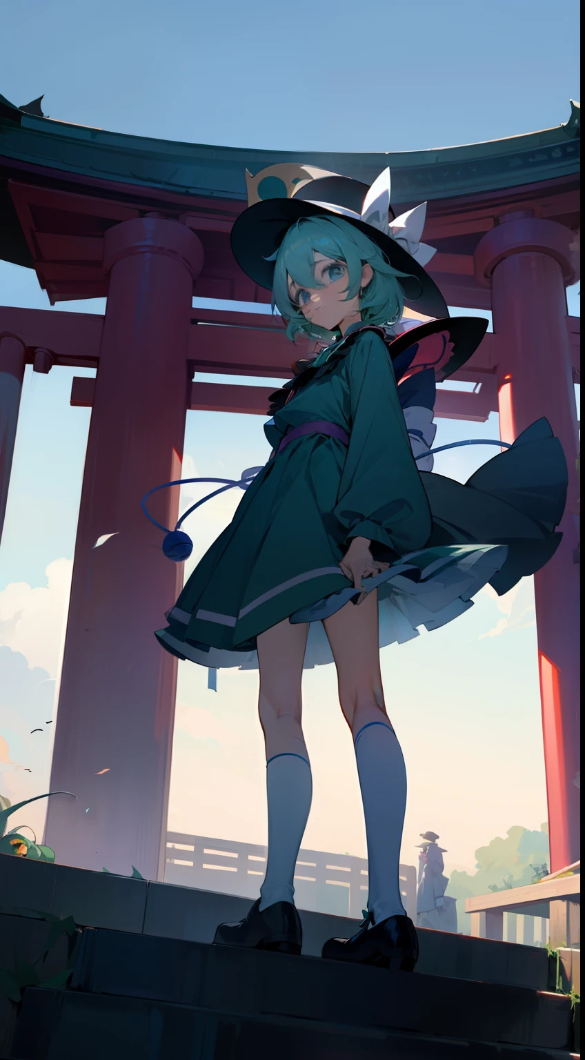 Komeiji Koishi Sky hat standing looking into the camera shrine