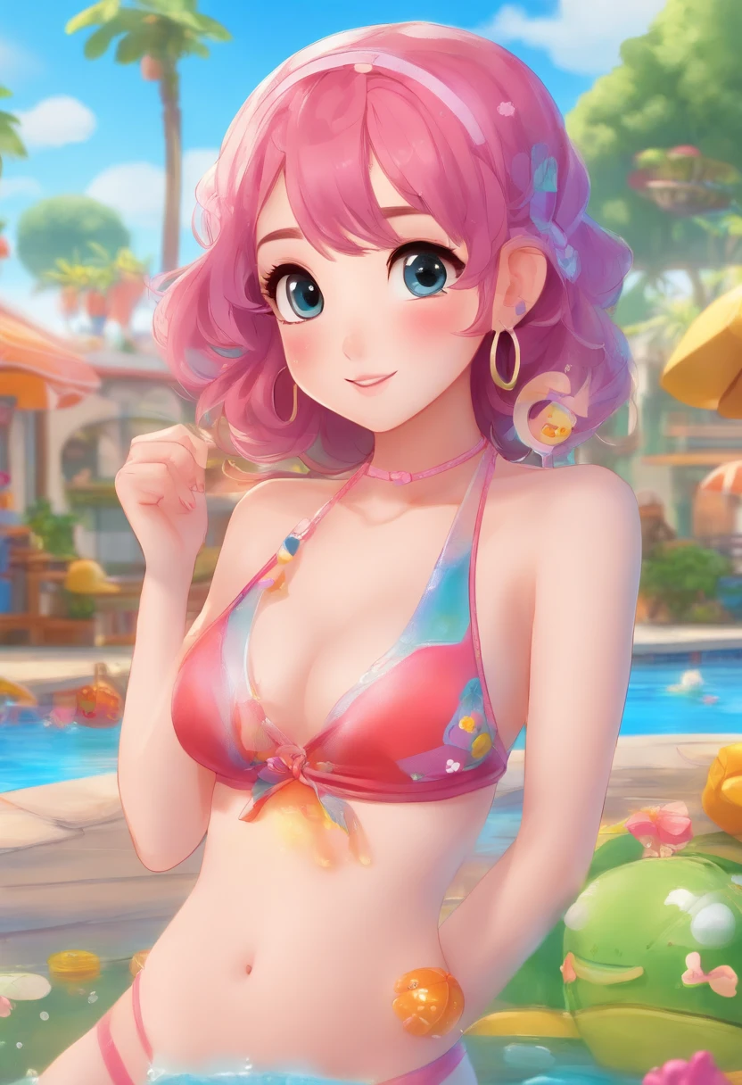 Disney Pixar small girl micro bikini, small bikini, small breast. Wet and sweaty, nipples hard.