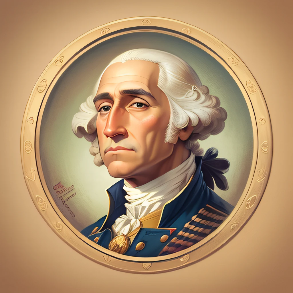 icon of George Washington Caesar, cartoon style, smooth face